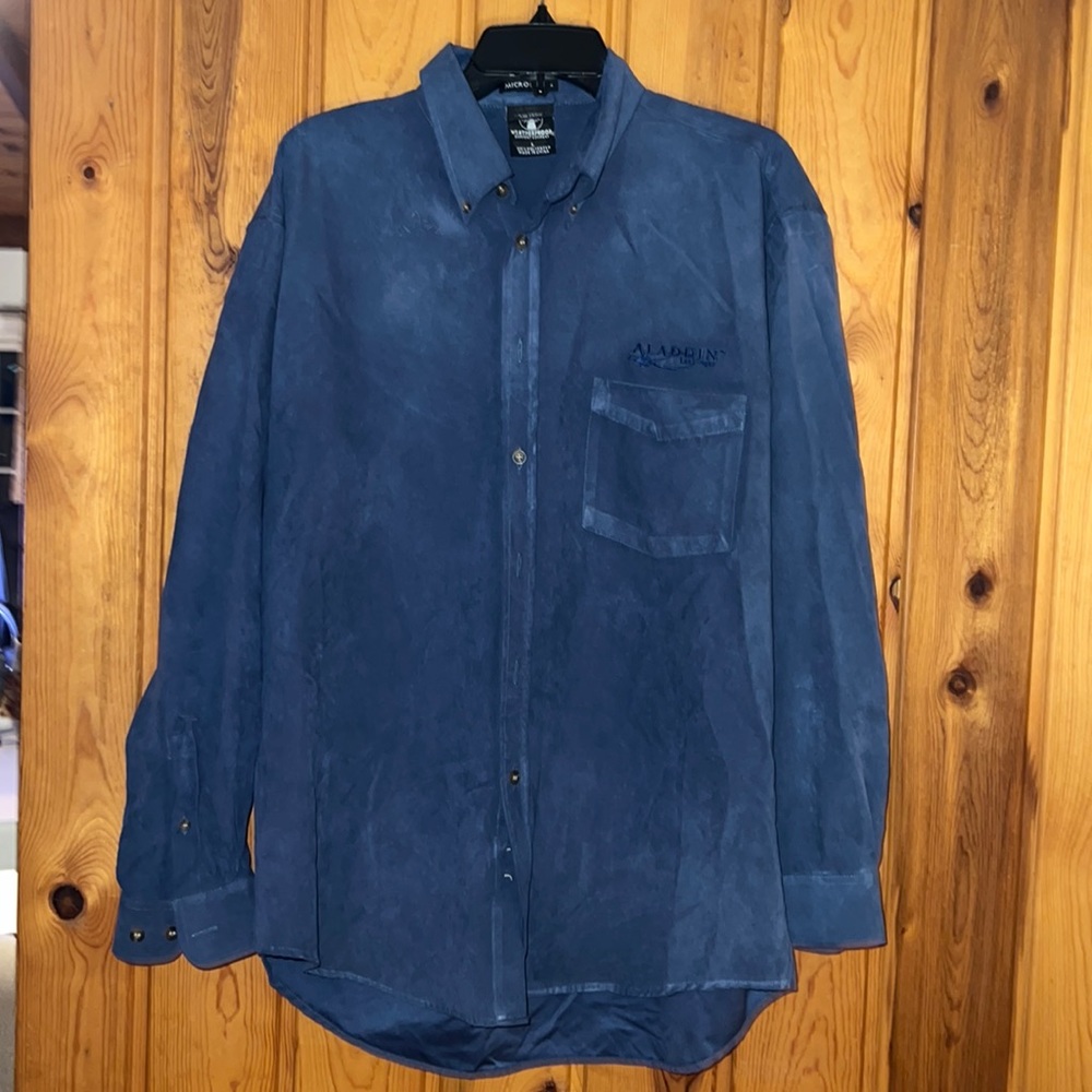 Gently used size L men’s long sleeve button down micro suede shirt